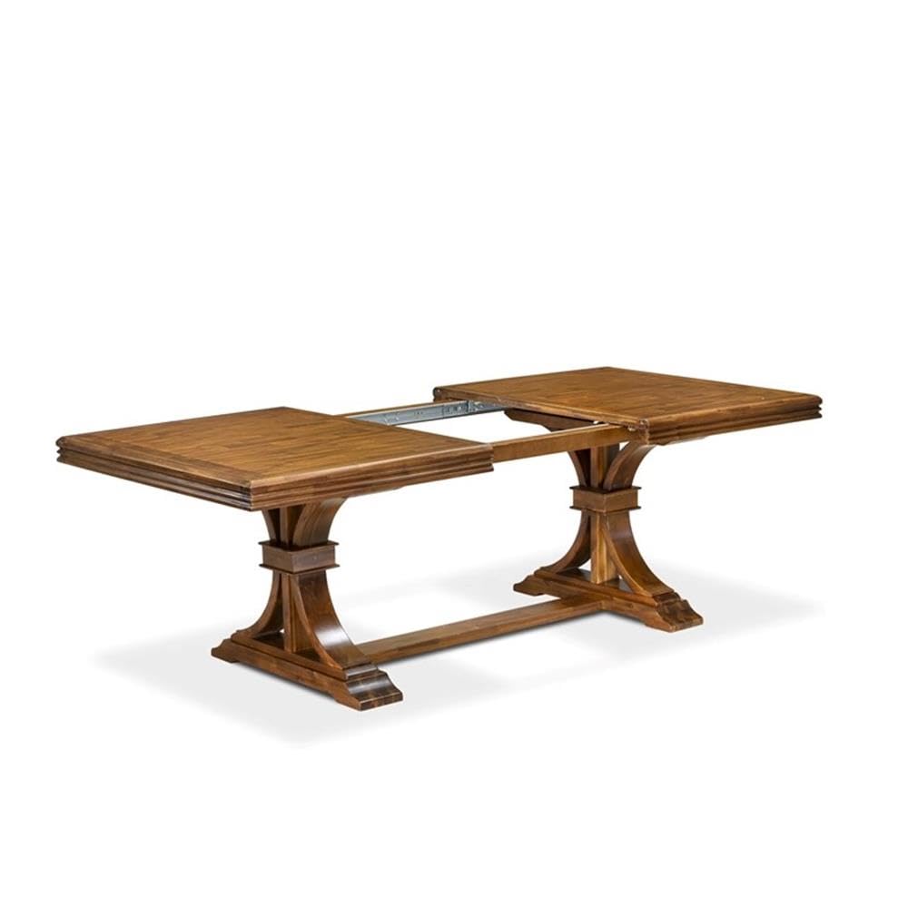 9-Piece Acacia Wood Dining Table Set with Green Faux Leather Chairs U4021