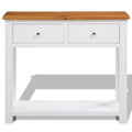 Solid Oak and Acacia Wood Console Table with 2 Drawers and Shelf V1896