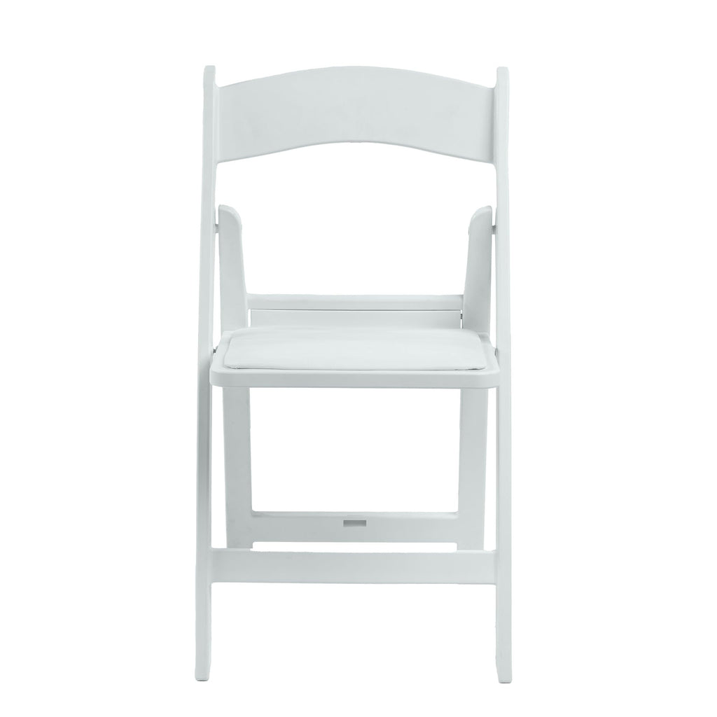 White Resin Folding Chairs with Cushion, 10 Pack S449303