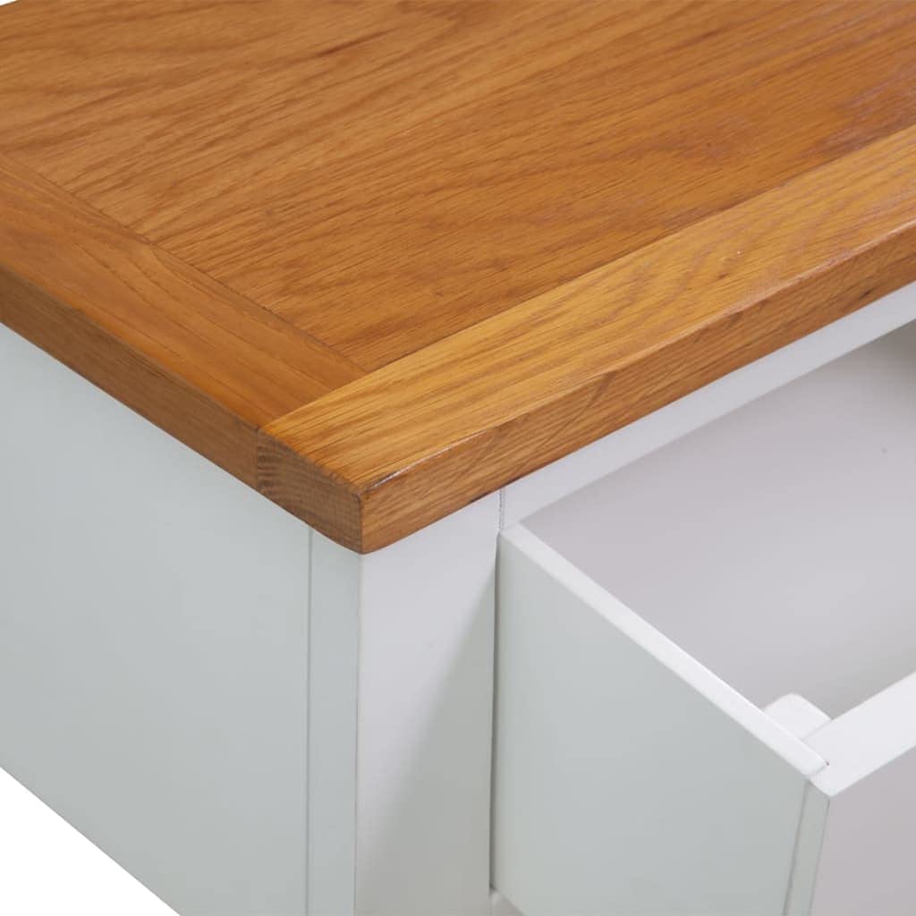 Solid Oak and Acacia Wood Console Table with 2 Drawers and Shelf V1896