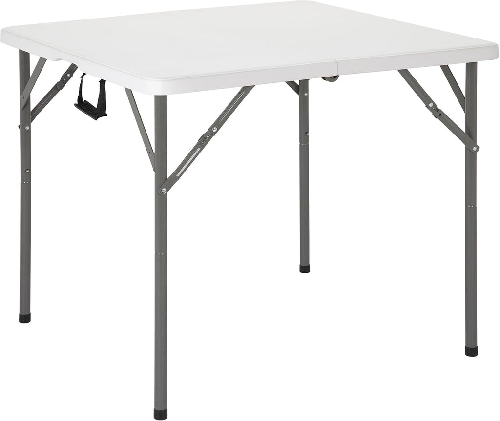 34'' White Folding Card Table with Handle & Steel Legs O95735