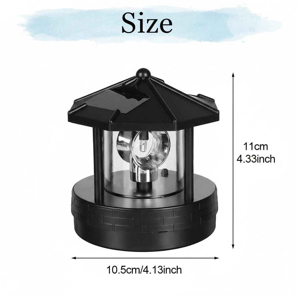 Solar Lighthouse Lamp with Rotating Beacon IP44 Waterproof LED Light O76287
