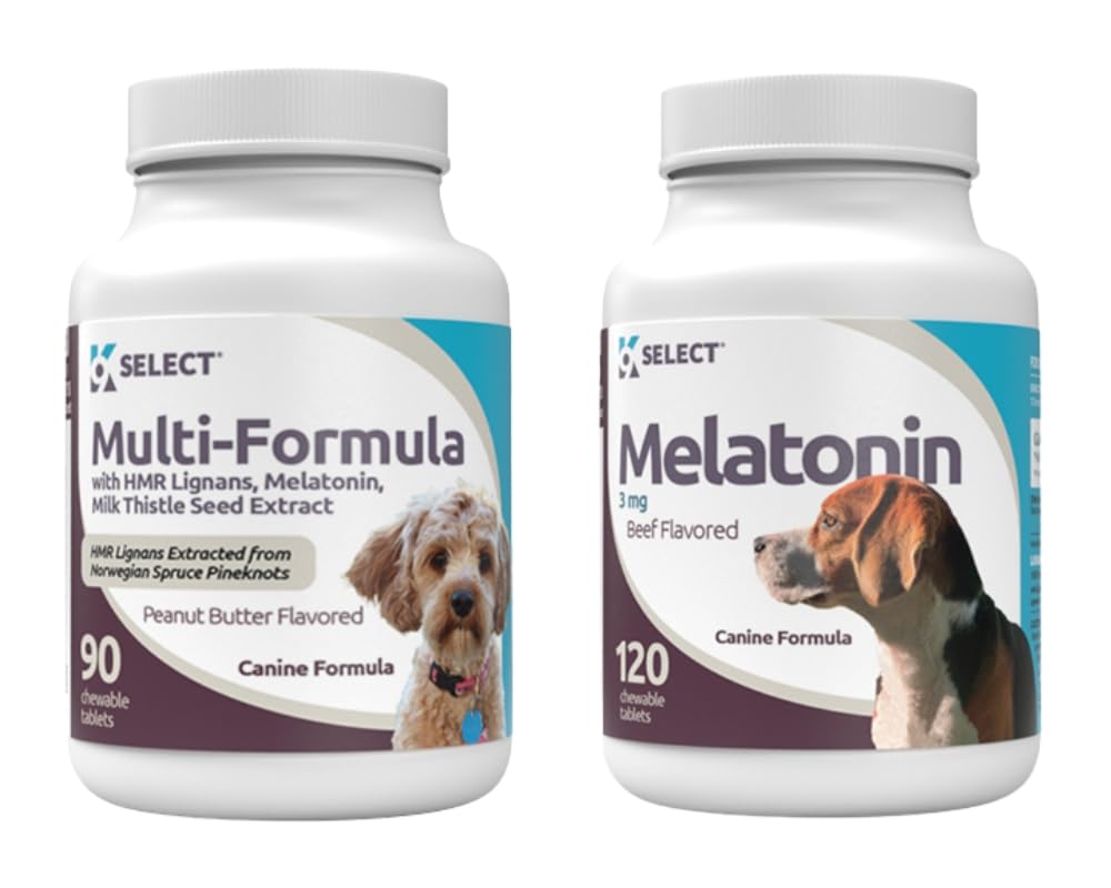 90 Peanut Butter Chewable Tabs & 3 mg Beef Flavored Tablets Dog Supplement Z8260