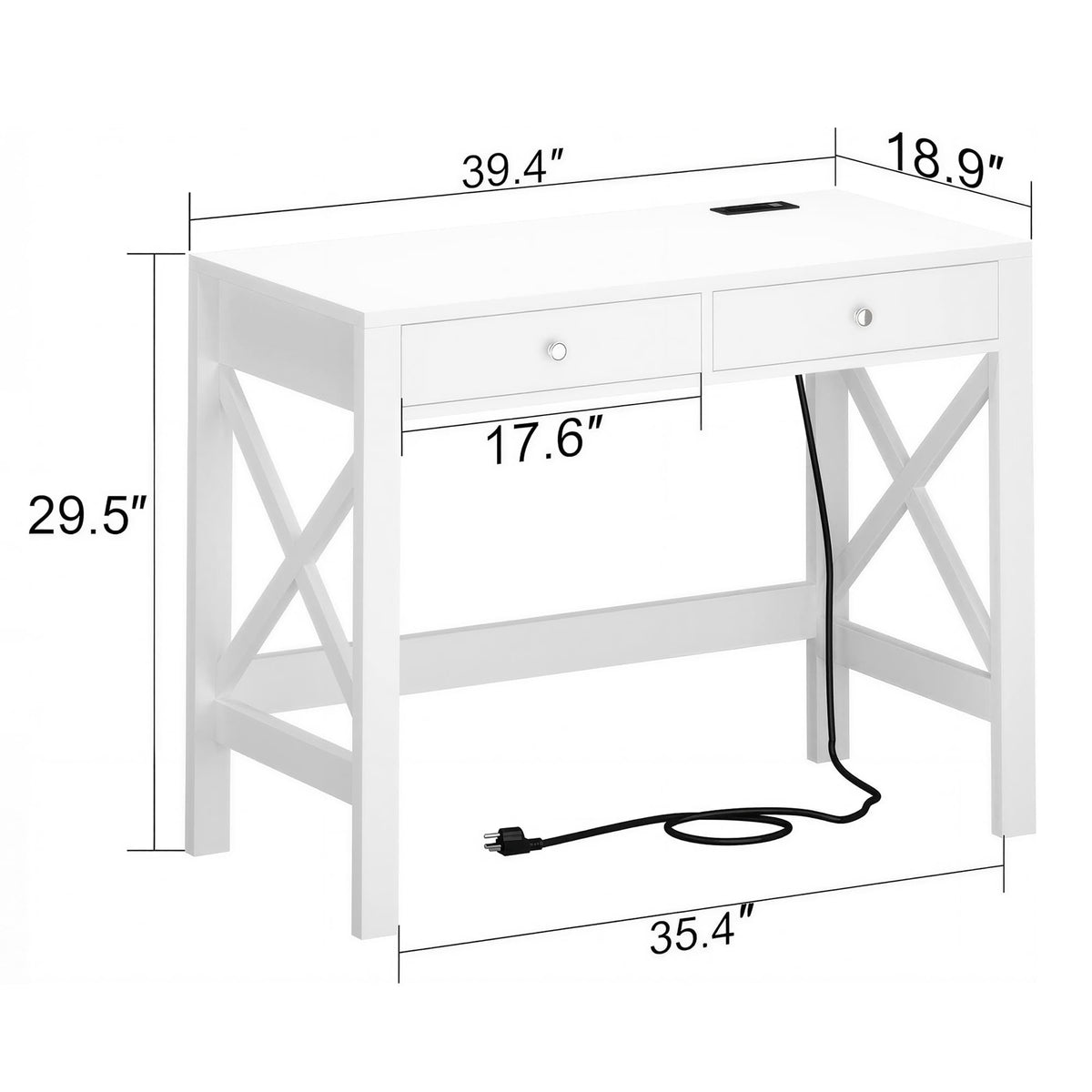39.4 Inches Computer Desk with 2 Drawers U95131