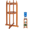 Solid Wood Water Dispenser Floor Stand with 2 Round Shelfs L27371