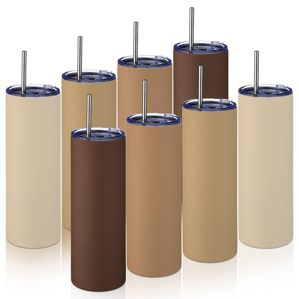 8 Pcs 20oz Insulated Stainless Steel Tumbler with Lid and Straw O32324