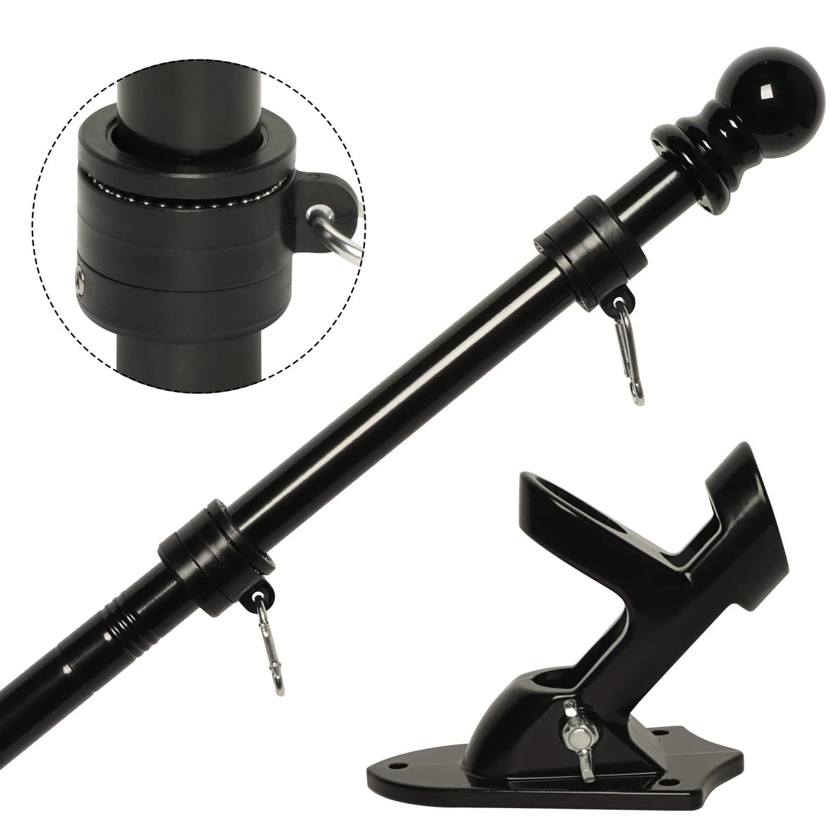 6FT Black Stainless Steel Flag Pole Kit B82282