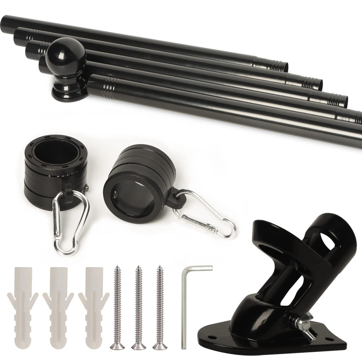 6FT Black Stainless Steel Flag Pole Kit B82282