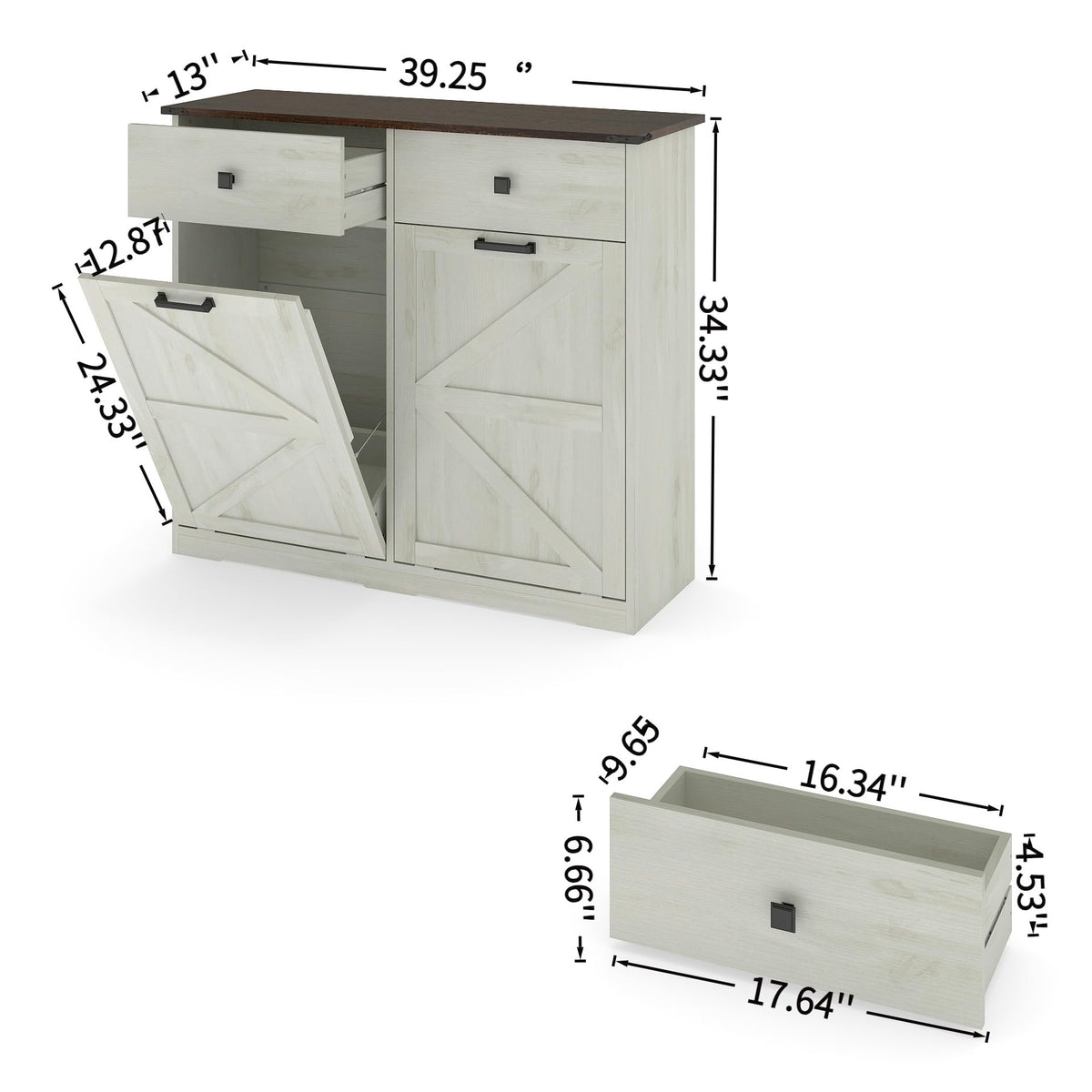 20 Gallon Double Tilt Out Kitchen Trash Can with Hideaway Drawer L401063