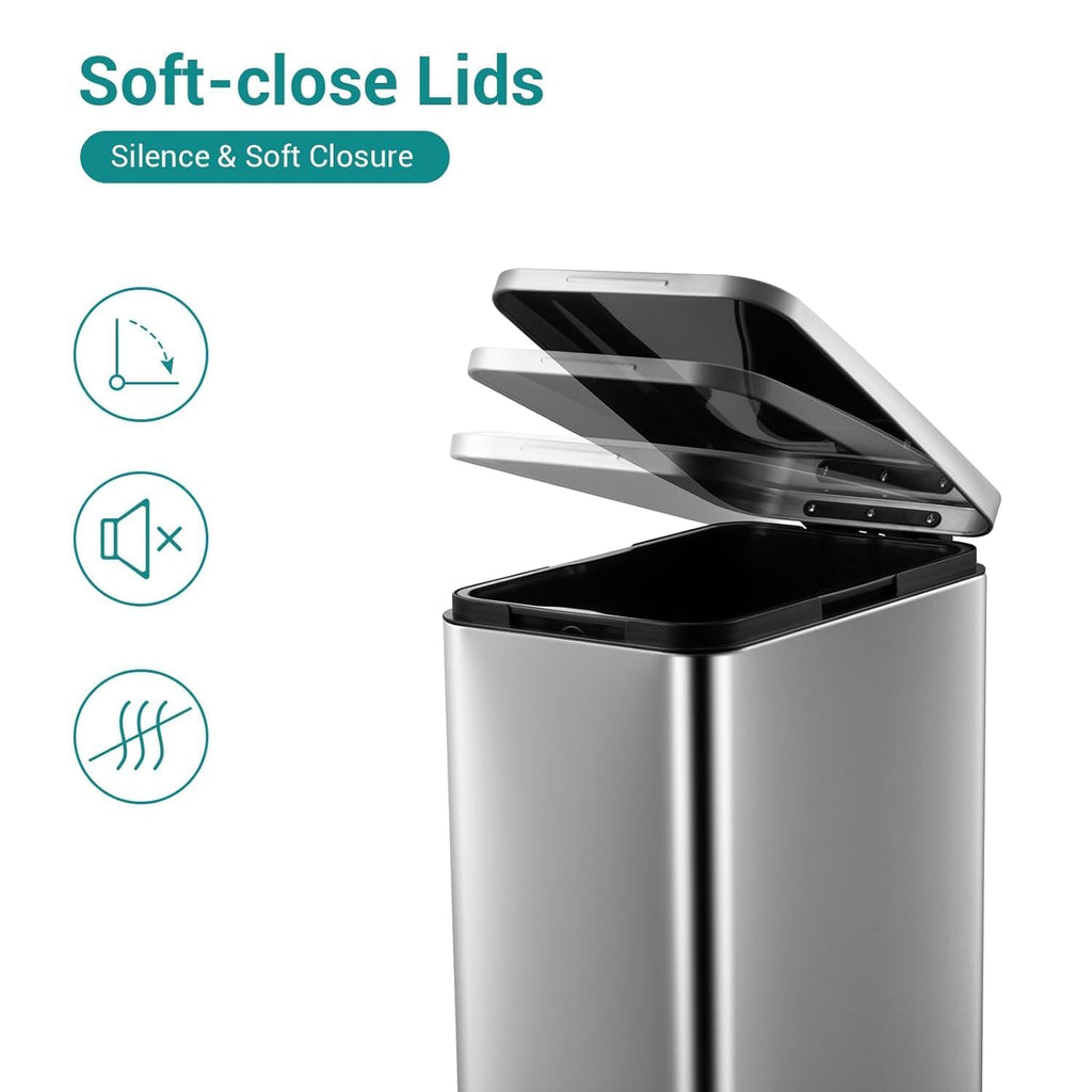 50L Slim Stainless Steel Kitchen Trash Can O71248