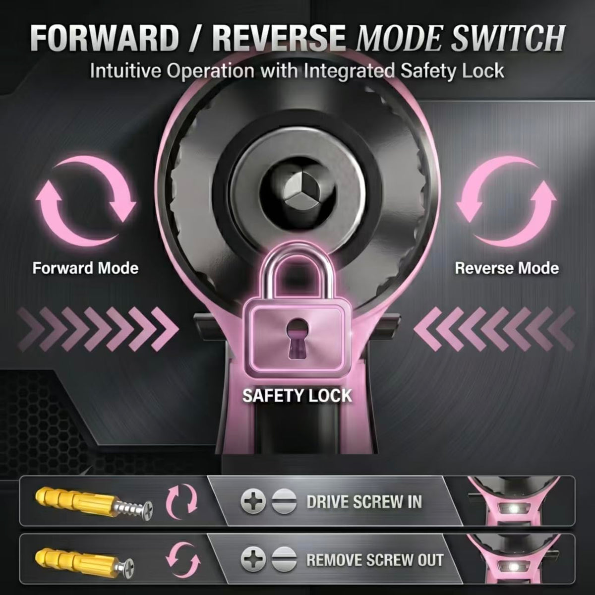 12V Cordless Drill Set with Battery & Charger, 180 In-lbs Torque, 3/8" Keyless Chuck, Pink Q5788