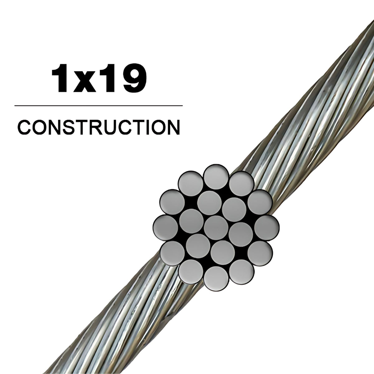 316 Stainless Steel Cable Wire Rope 1/8" 1x19-100 ft Coil N62779