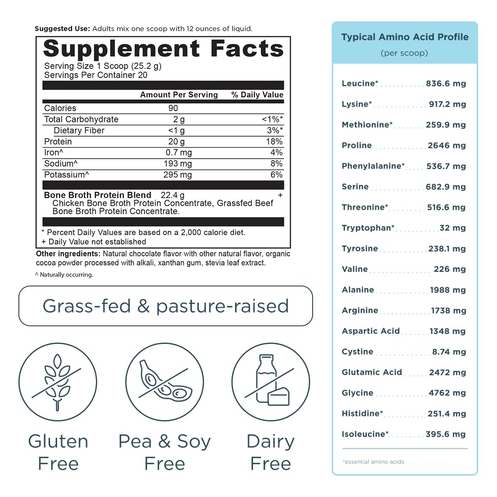 Grass Fed Bone Broth Protein Powder, Chocolate D75480