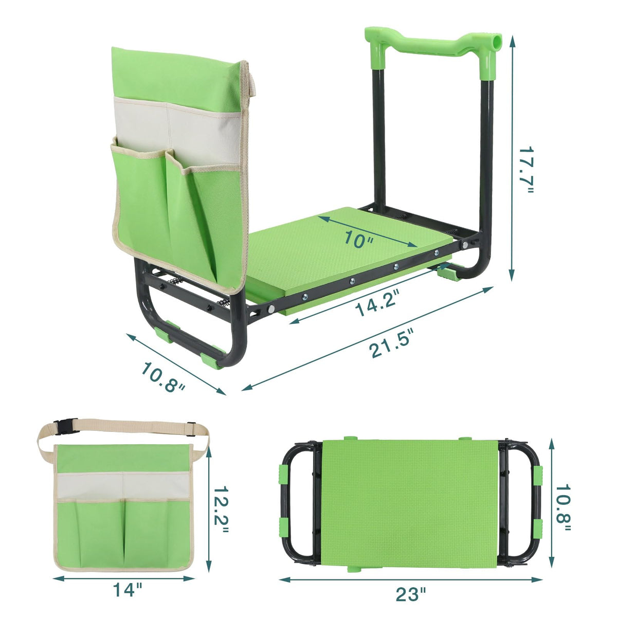 Foldable Garden Kneeler and Seat with Tool Storage Pouch A538808