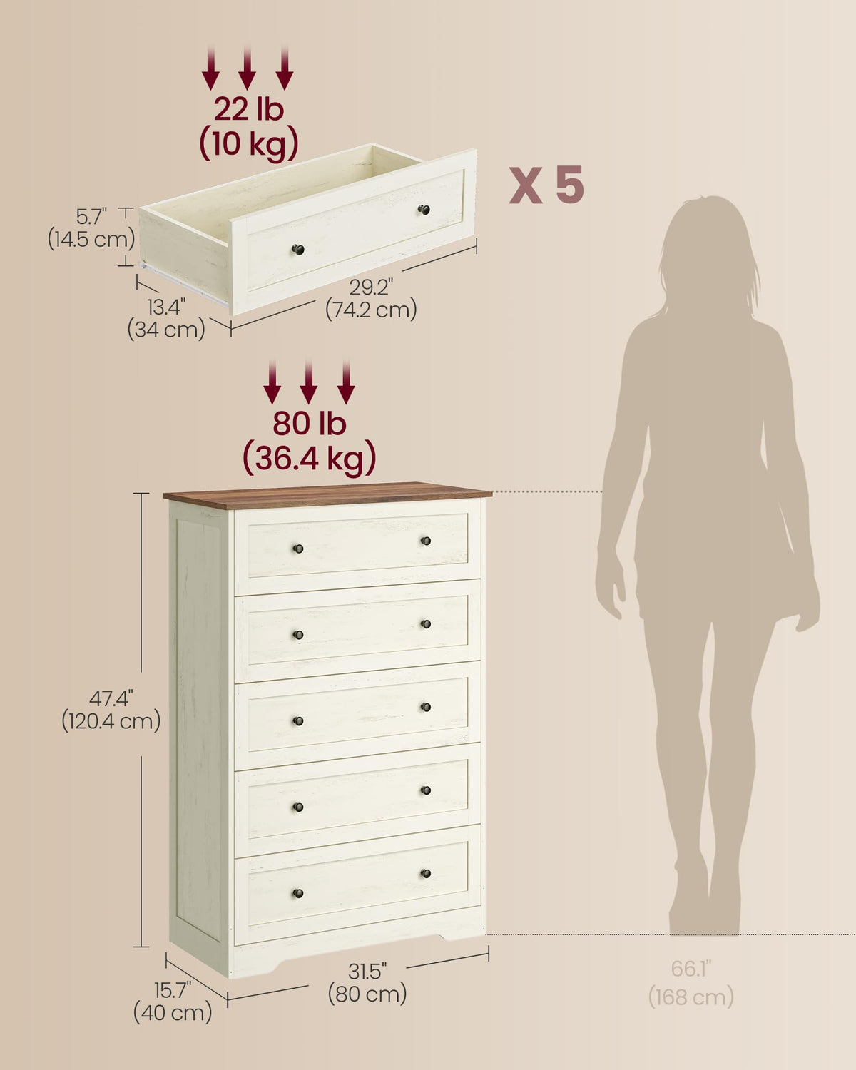5 Drawer Dresser S213
