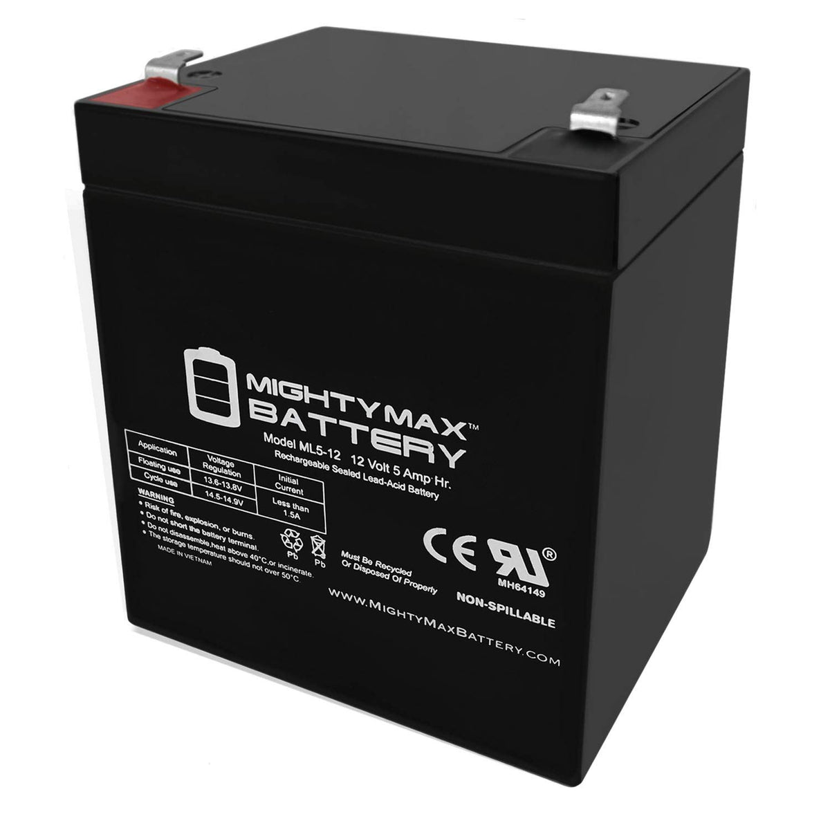 12 Volt 5 AH Rechargeable SLA AGM Battery U9180