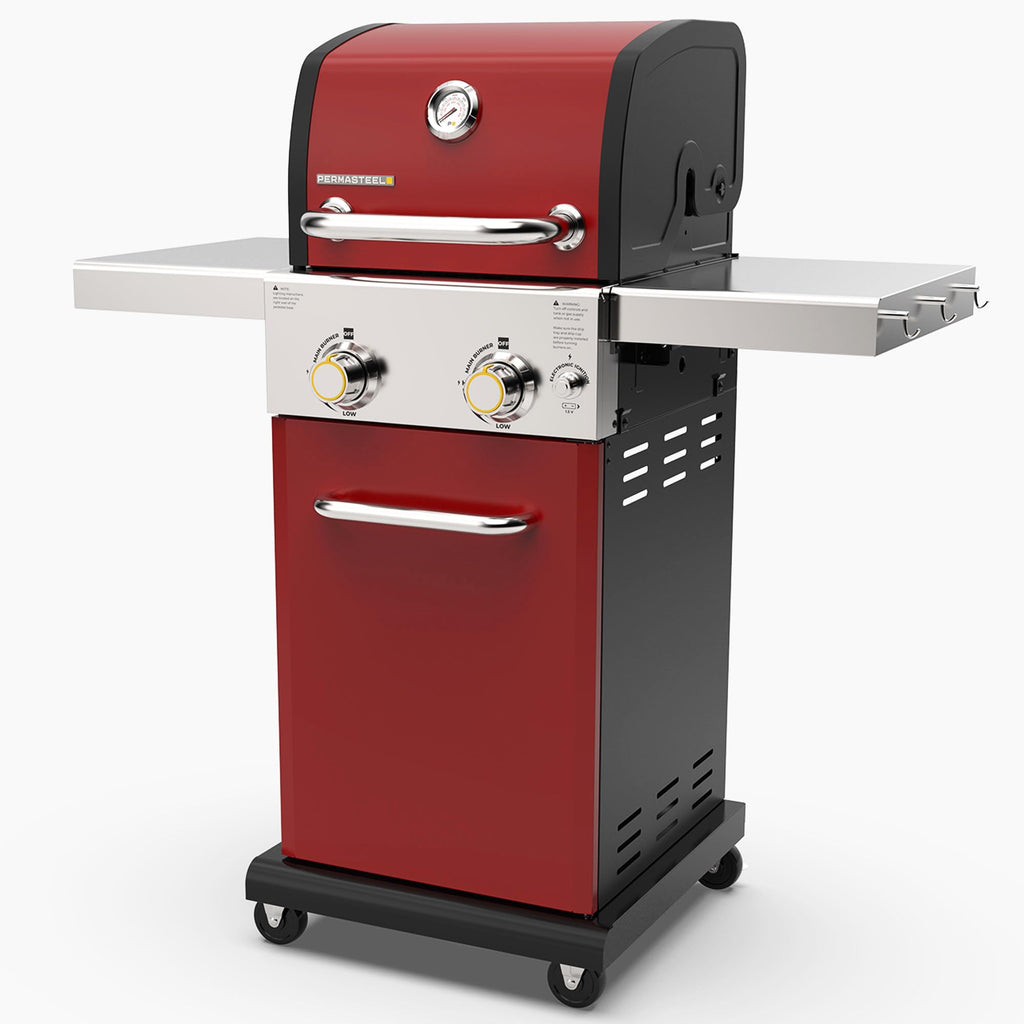 2-Burner Propane Gas Grill with Foldable Side Tables W47927