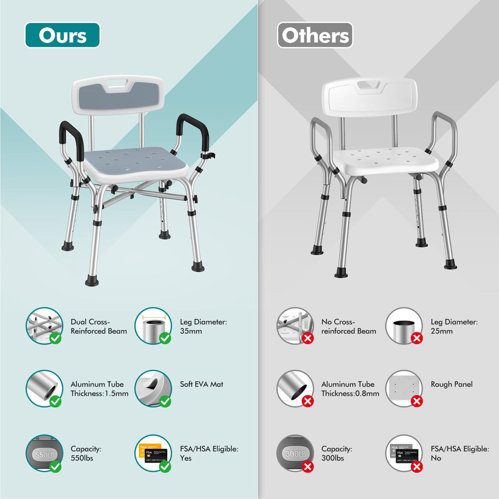 Shower Chair with Removable Arms and Back L452301