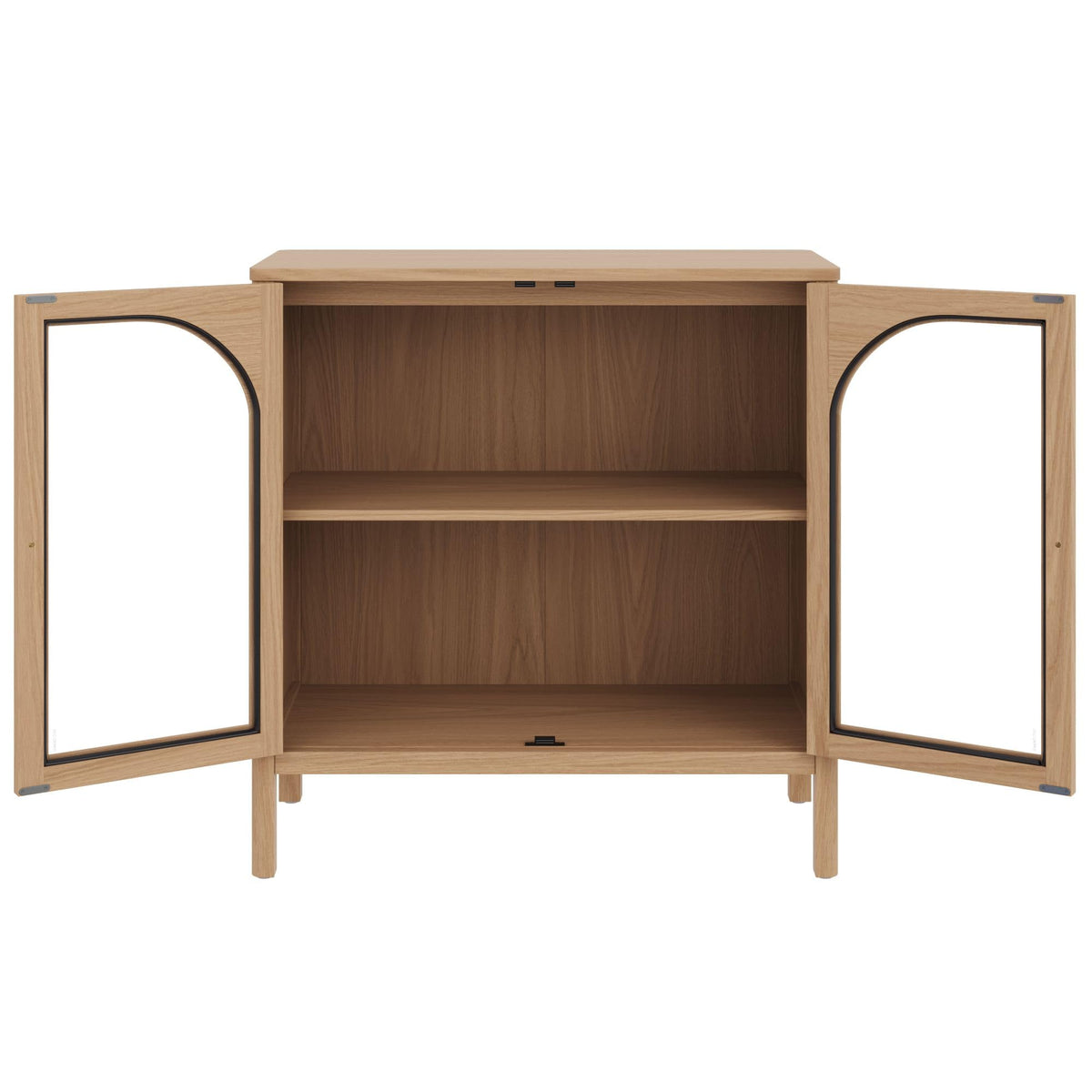Modern Farmhouse Storage Cabinet with Glass Doors and Adjustable Shelf M4353