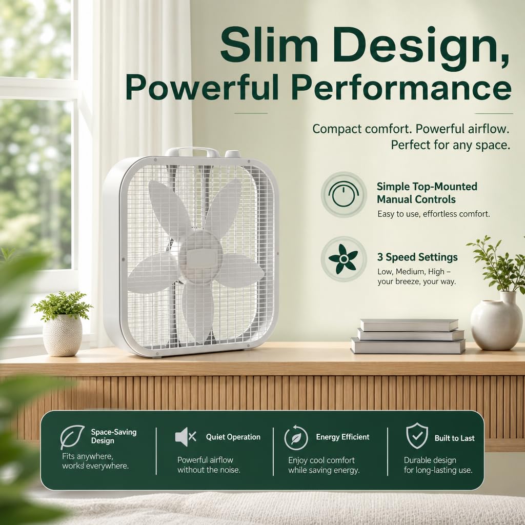 20 Inch White 3-Speed Portable Air Circulator Fan H92917