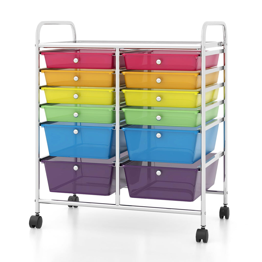 12 Drawer Rolling Storage Cart with Lockable Wheel C166