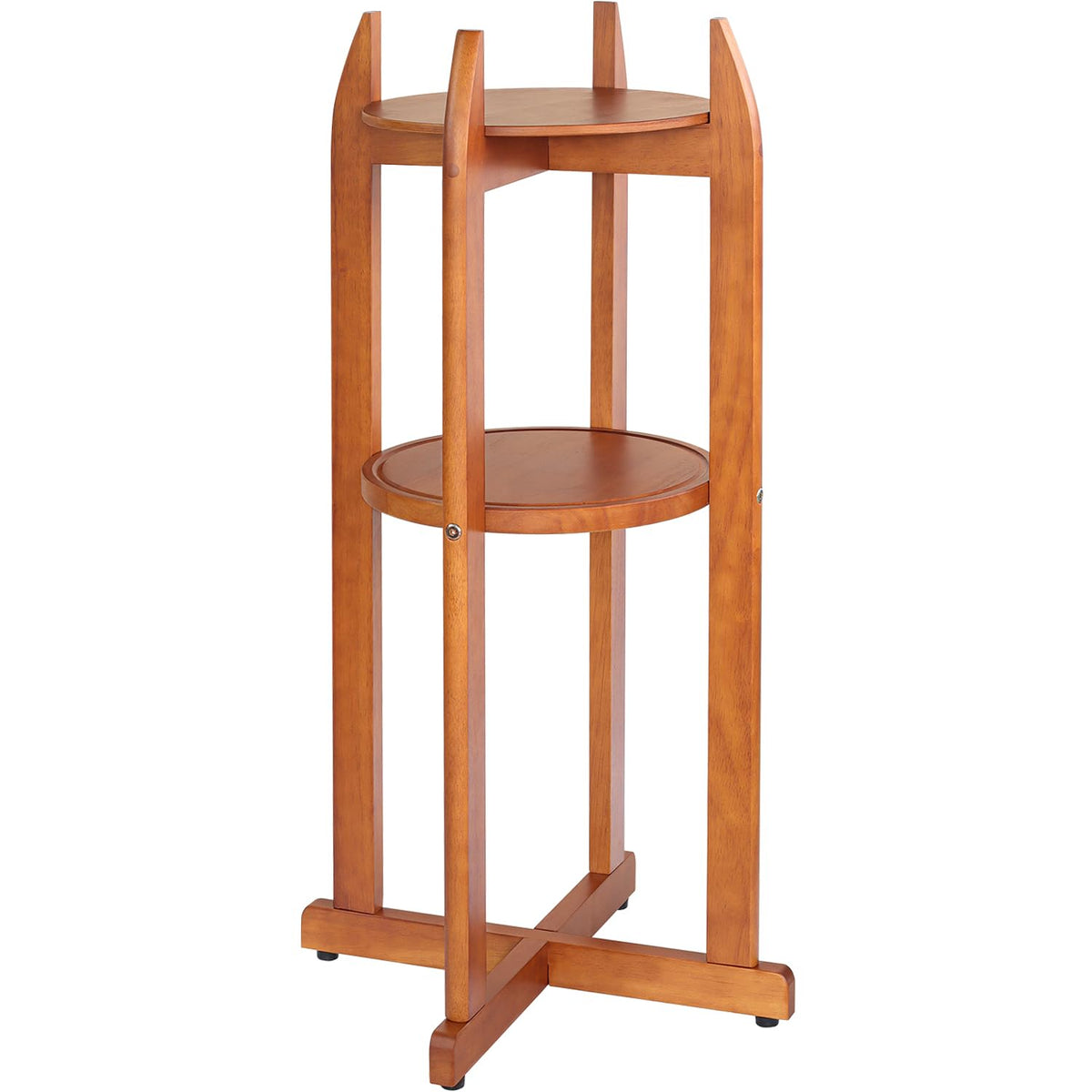 Solid Wood Water Dispenser Floor Stand with 2 Round Shelfs L27371