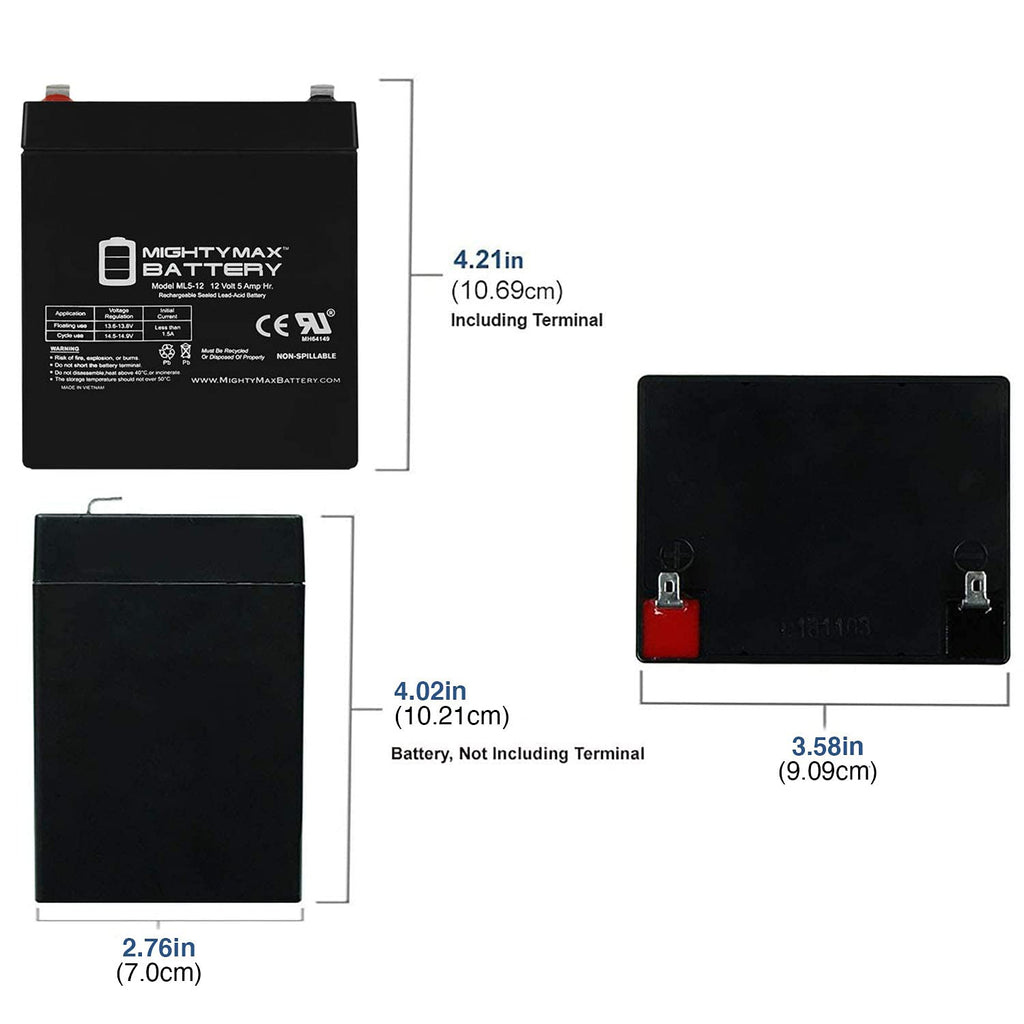 12 Volt 5 AH Rechargeable SLA AGM Battery U9180