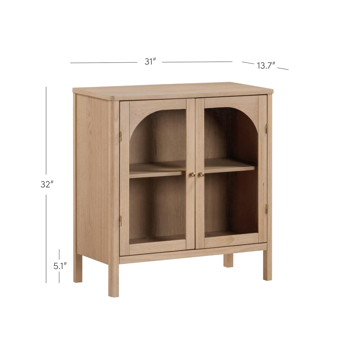 Modern Farmhouse Storage Cabinet with Glass Doors and Adjustable Shelf M4353