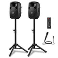 8 Inch Rechargeable Bluetooth PA System with Tripod Stands, Wired Mic F610812