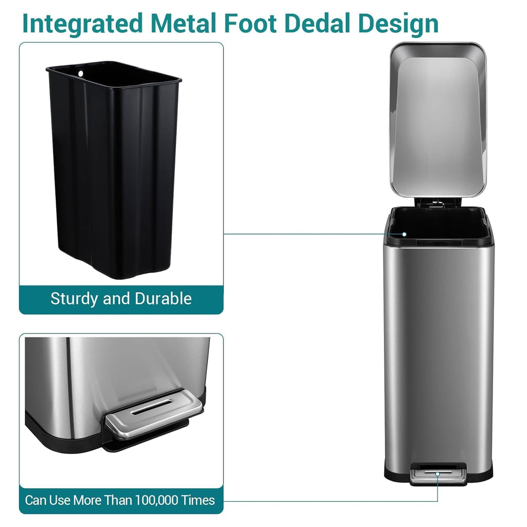 50L Slim Stainless Steel Kitchen Trash Can O71248
