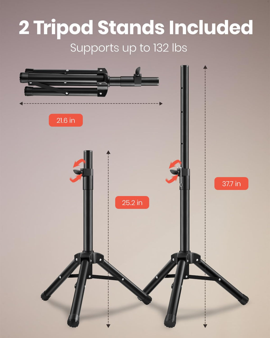 8 Inch Rechargeable Bluetooth PA System with Tripod Stands, Wired Mic F610812