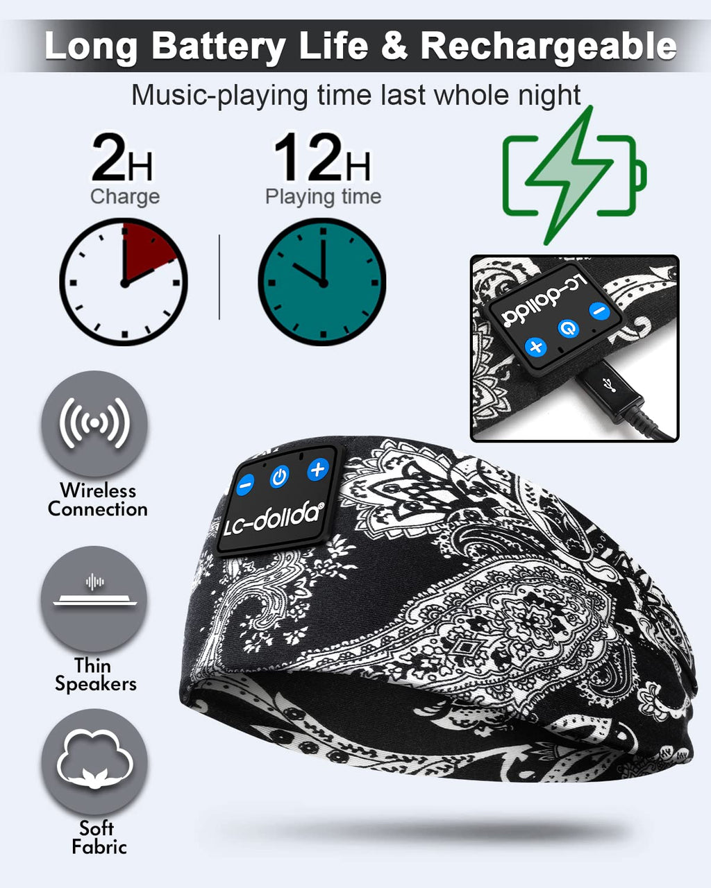 Sleep Headphones Bluetooth Wireless Band Headphones R13649