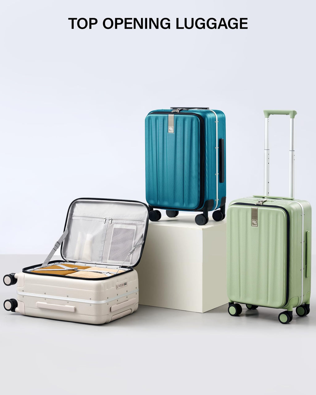 20 Inch Carry On Luggage with Wheels PC Hard Shell Suitcase N7456
