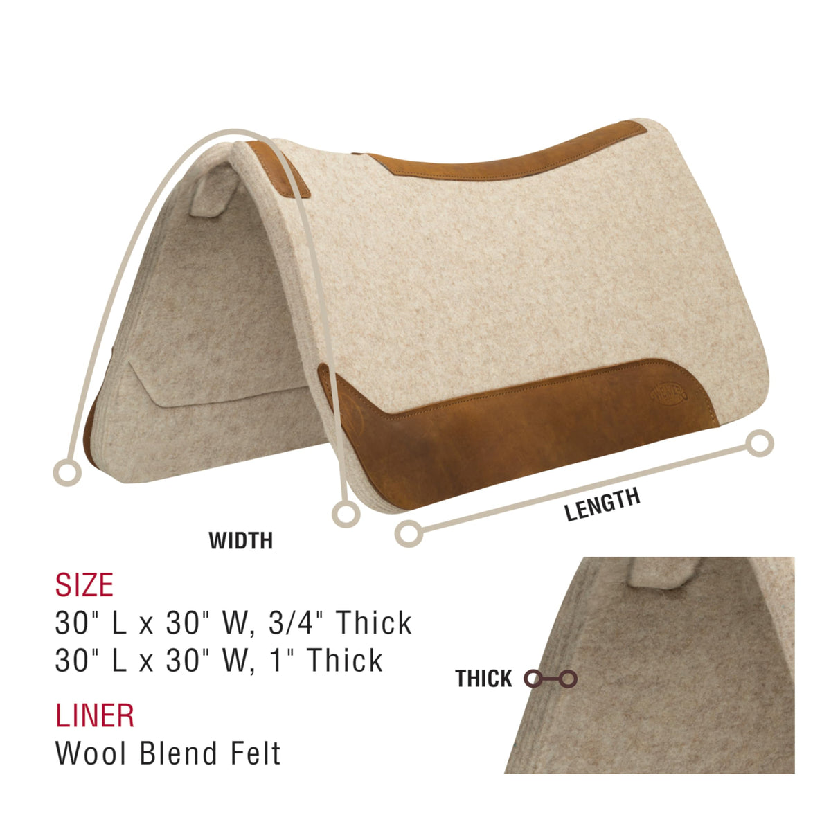 Wool Blend Felt Western Saddle Pad U1171