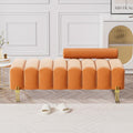 Orange Velvet Bench Ottoman J269814