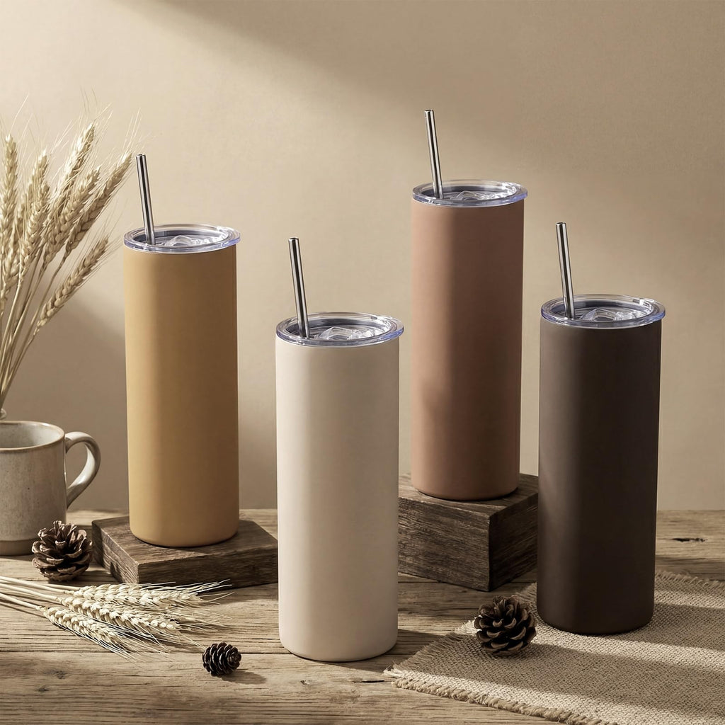 8 Pcs 20oz Insulated Stainless Steel Tumbler with Lid and Straw O32324