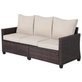 Rattan 3-Seater Outdoor Sofa with Blue Cushions I88623