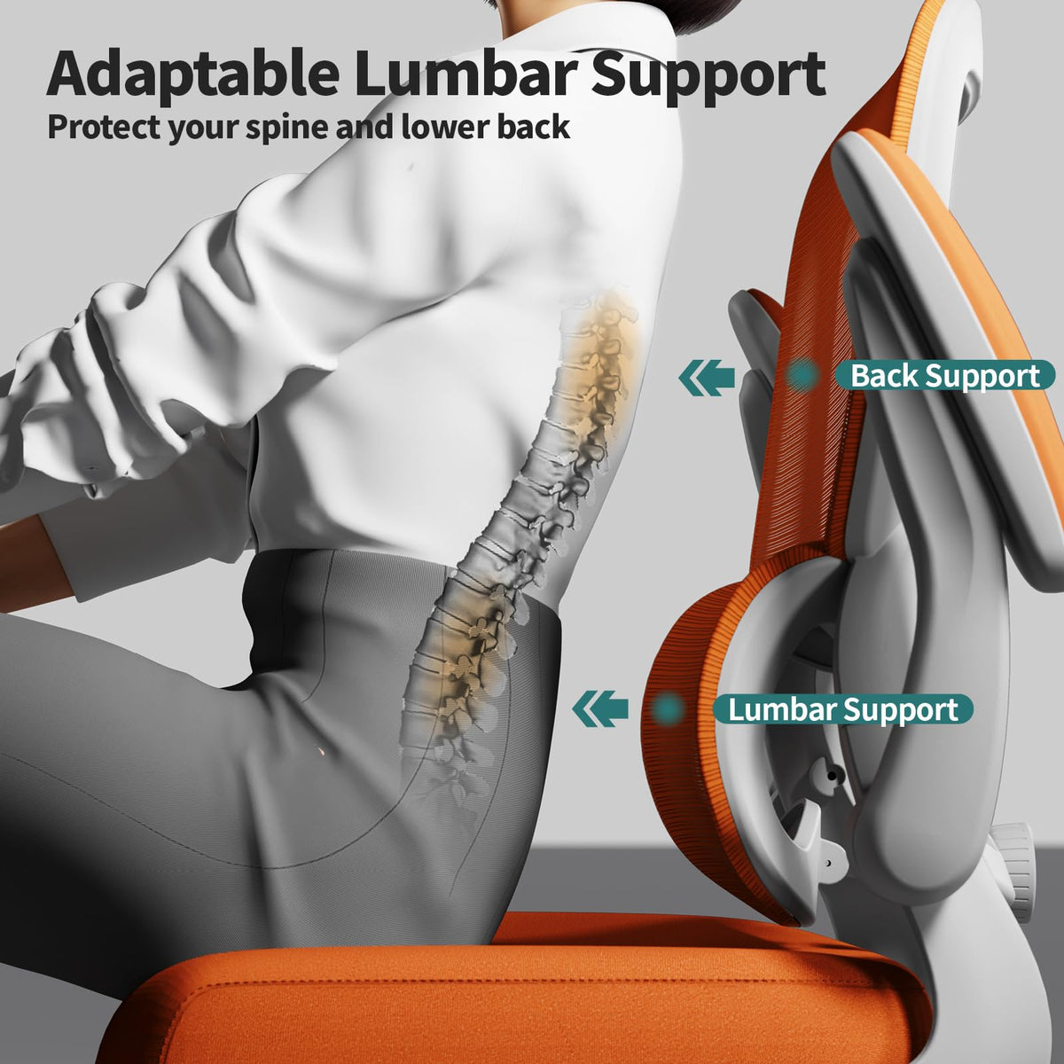 Orange Ergonomic Mesh Office Chair J88214