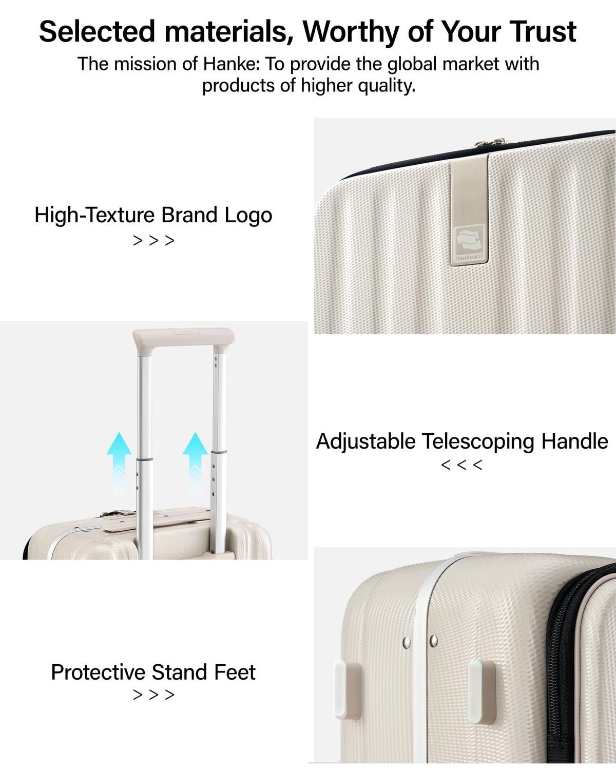 20 Inch Carry On Luggage with Wheels PC Hard Shell Suitcase N7456