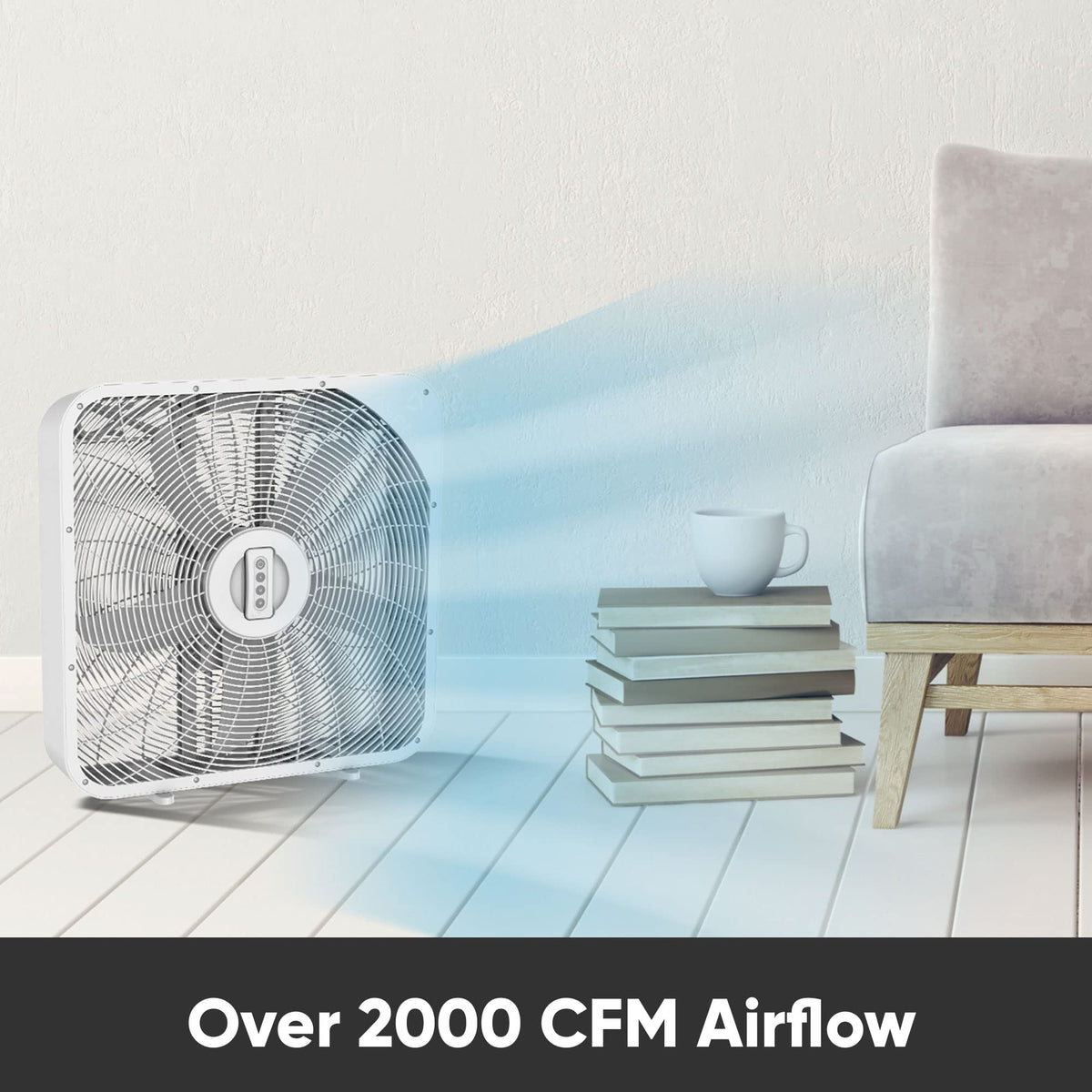 20 Inch 3 Speed Quiet Box Fan with Remote Control X2598