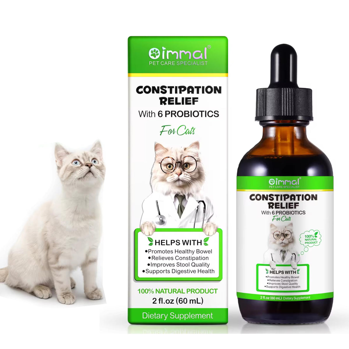2 oz Probiotic Cat Laxative Stool Softener Y995