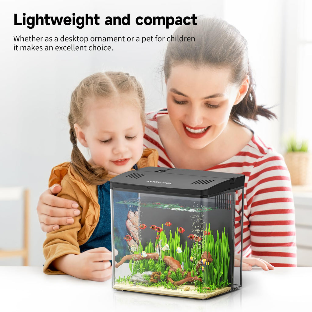 1 Gallon Acrylic Fish Tank Kit with Filter and Light Q670826