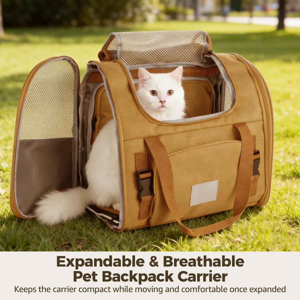 Expandable Pet Backpack Carrier with Ventilated Mesh Top Y896