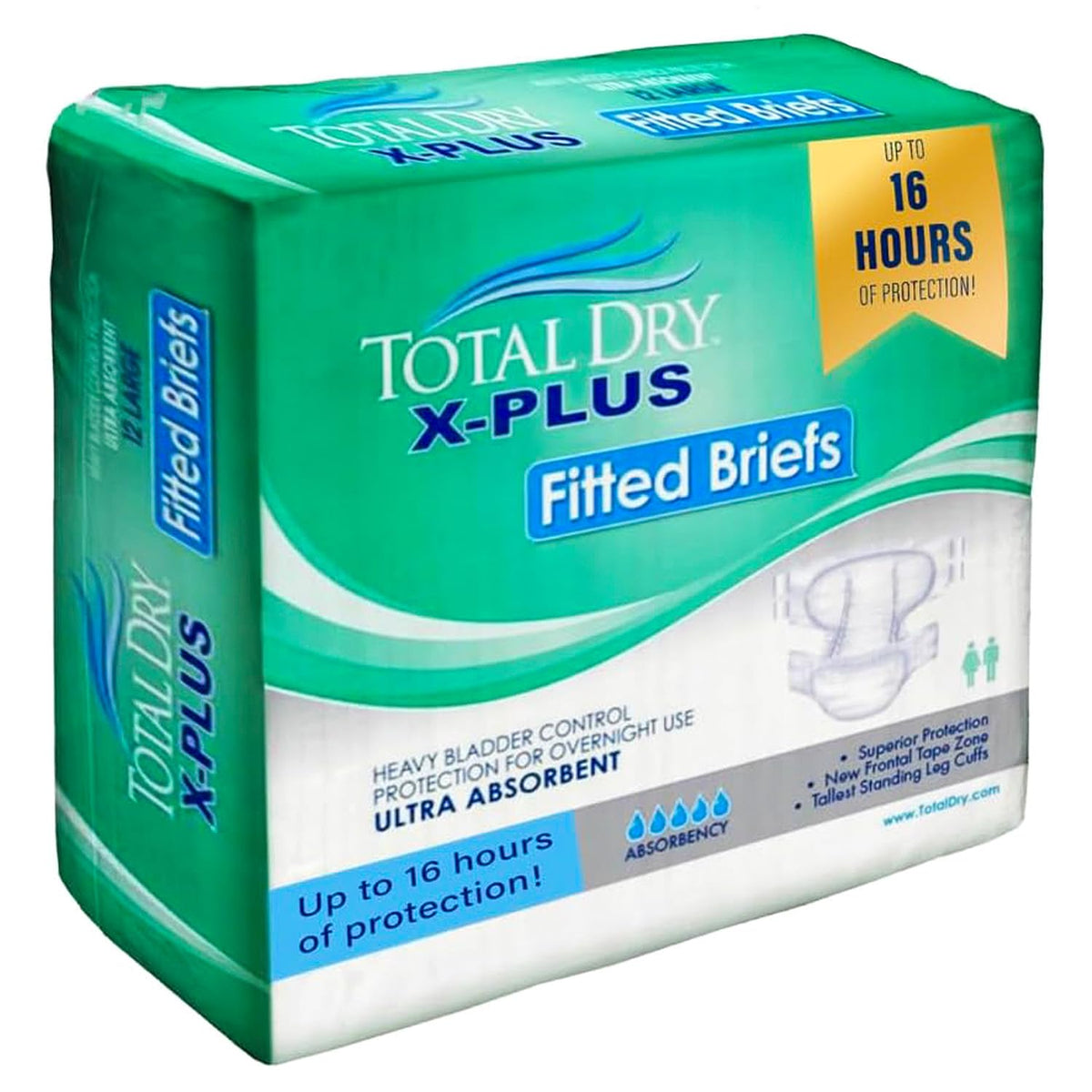 Plastic Backed Ultra Absorbent Fitted Incontinence Briefs Large 12 Count T4434