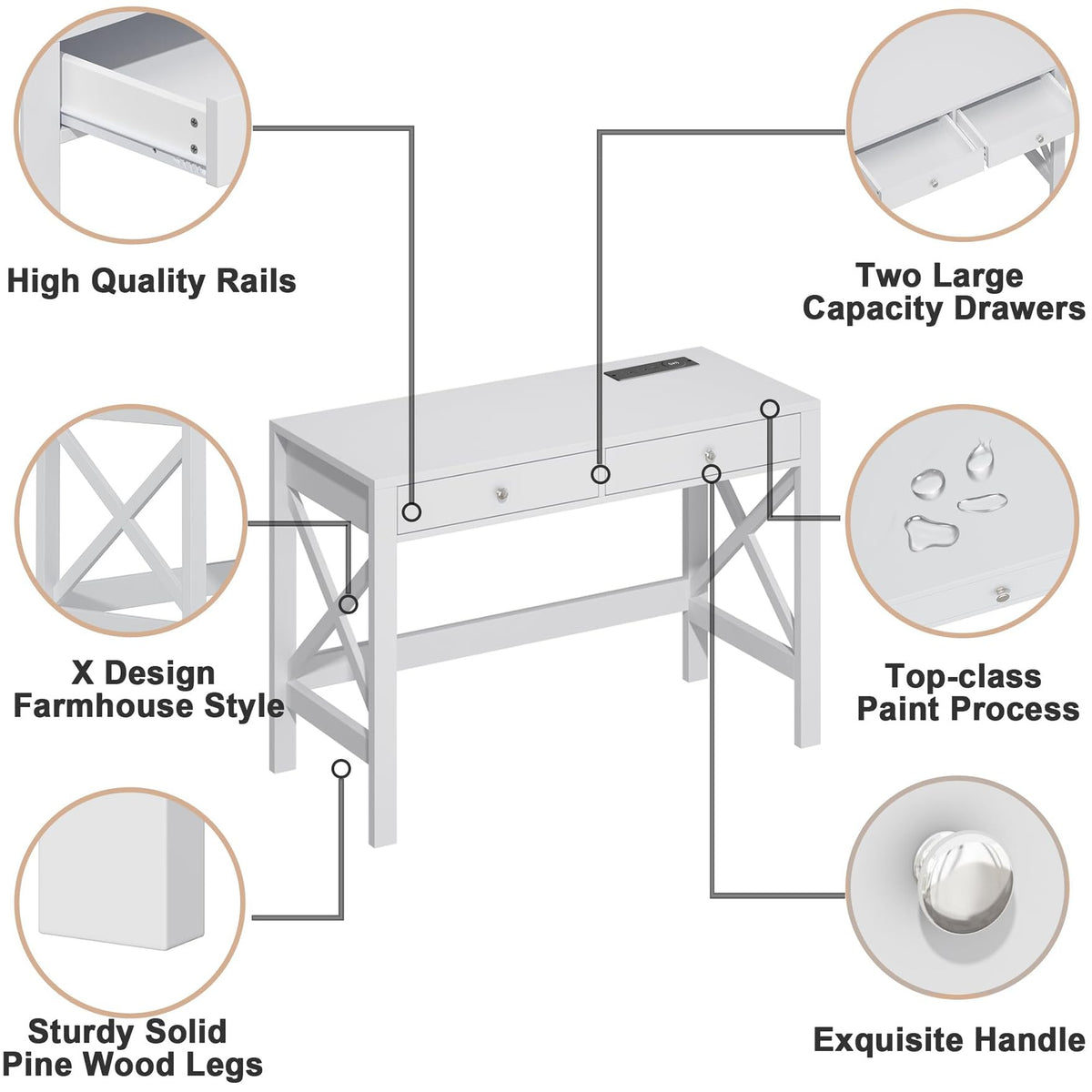 39.4 Inches Computer Desk with 2 Drawers U95131