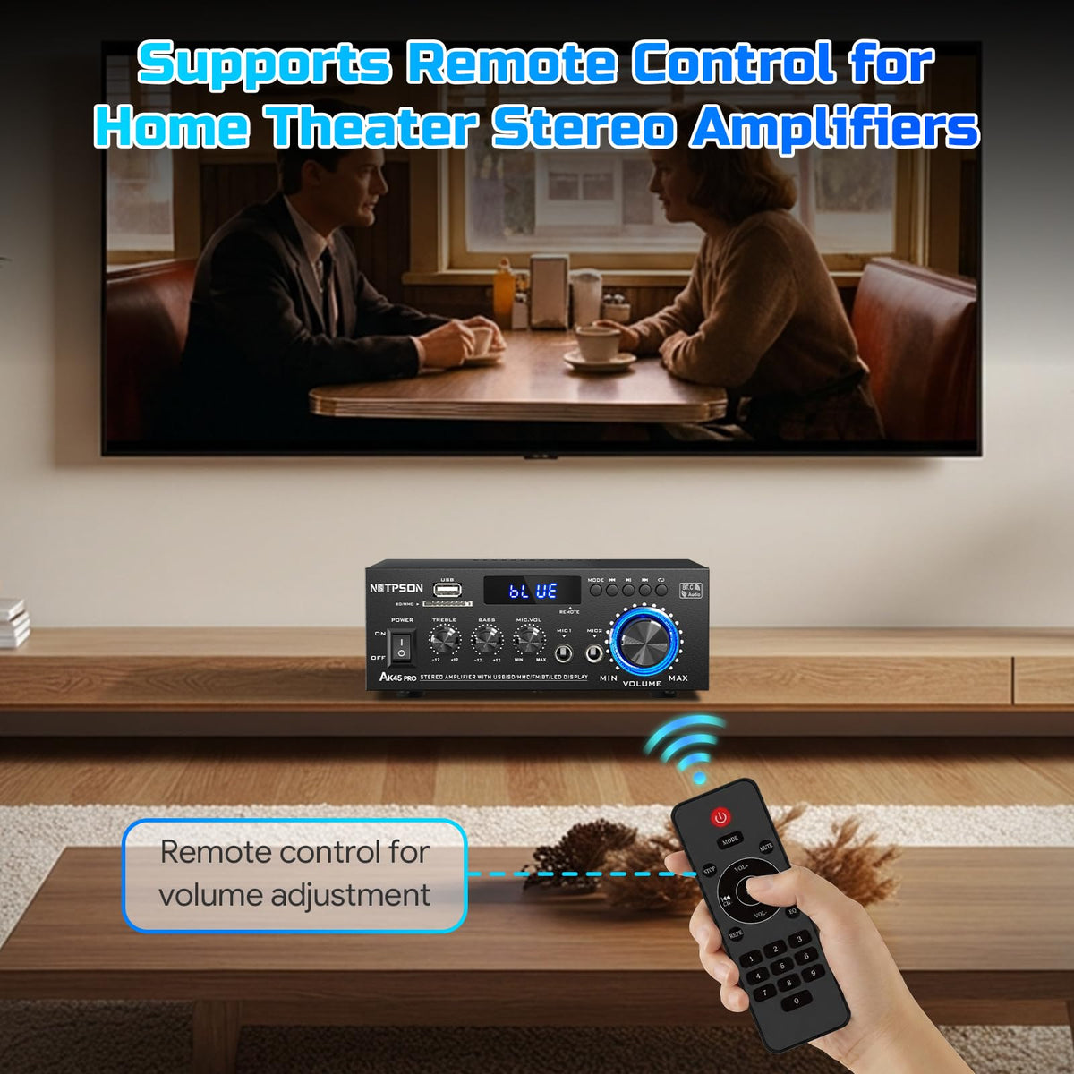 2CH 50W Bluetooth Stereo Receiver Amplifier with FM Radio X684