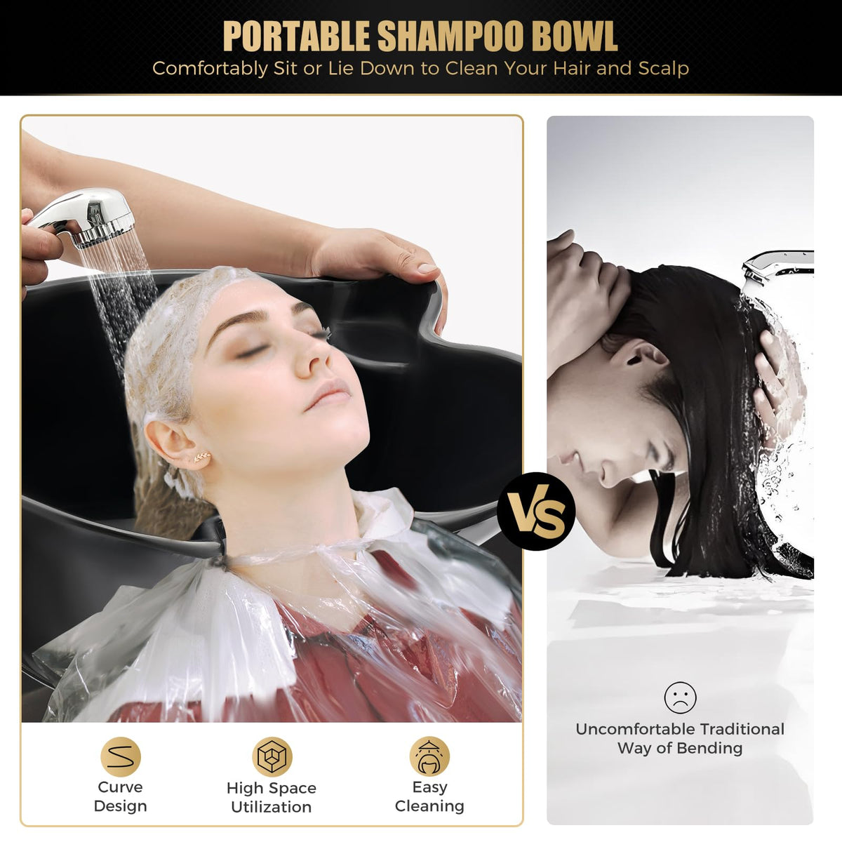 Portable Shampoo Bowl with 2 Buckets Electric Pump & Adjustable Hair Washing Basin K272