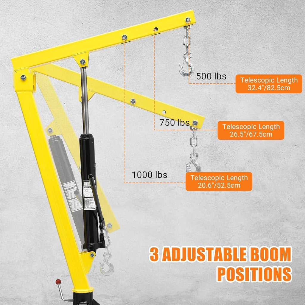 Hydraulic Pickup Crane, 1000 Lbs Lifting Capacity, 360° Swivel K7035