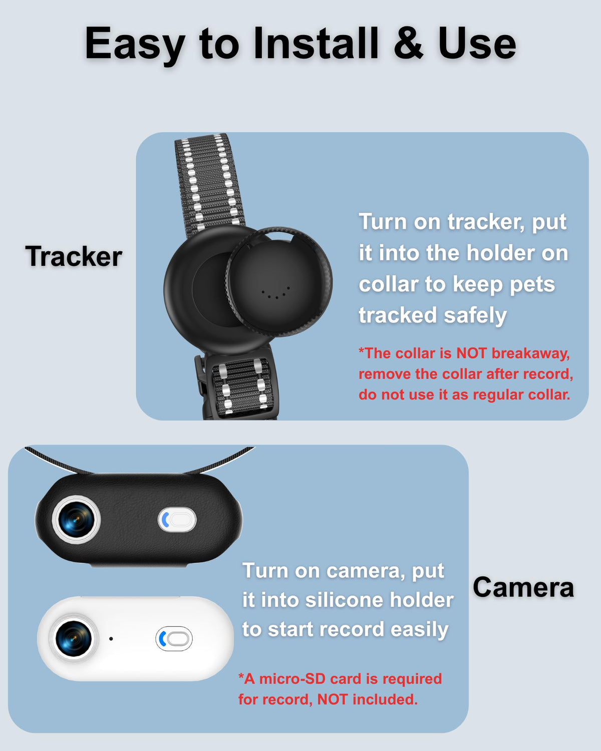 Camera Collar with Phone App & Tracker Tag I54404