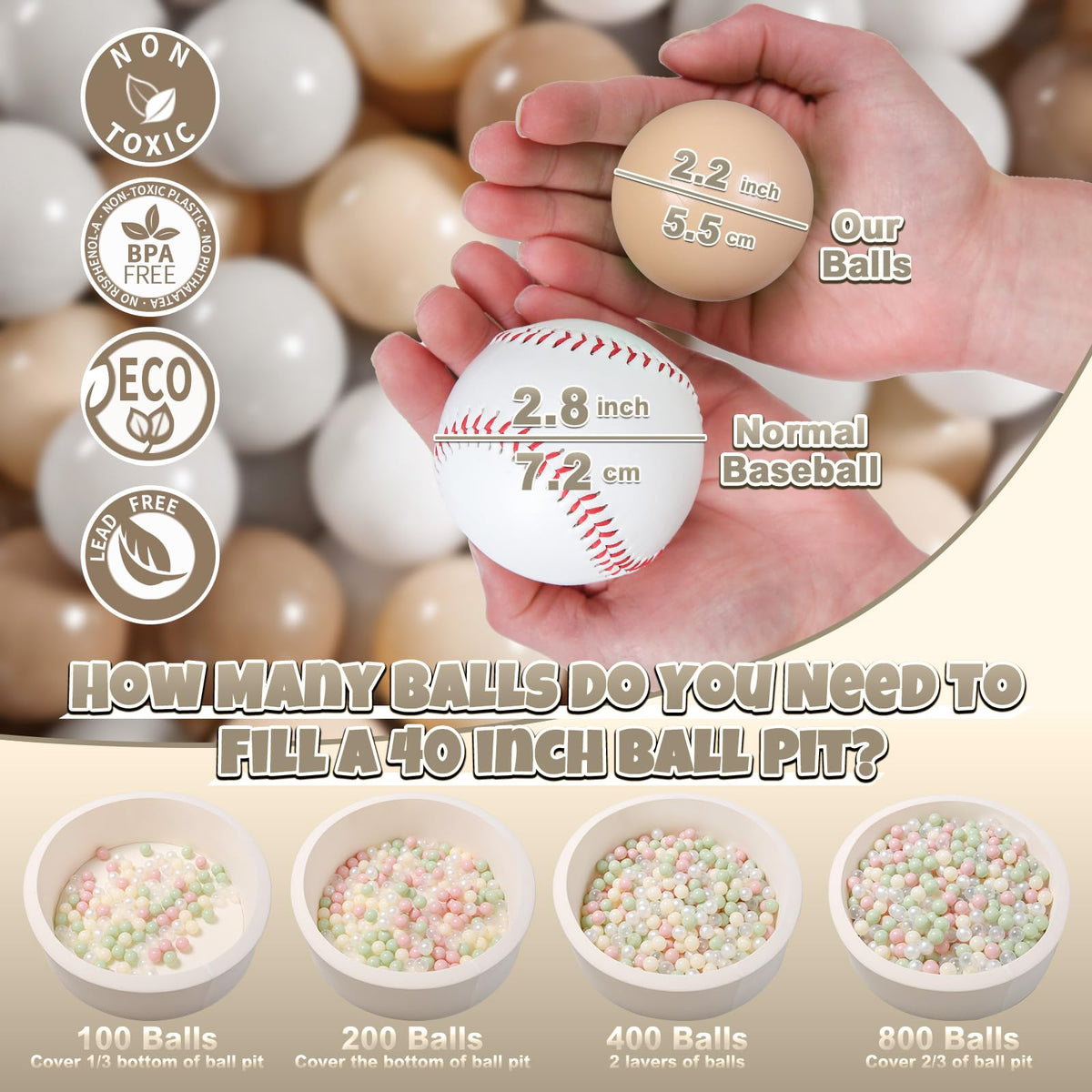 100pcs 2.15inch BPA Free Crush Proof Plastic Balls A5545